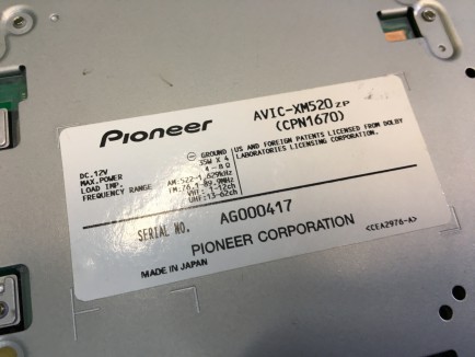 Radio Carrozzeria AVIC-XM520 SUBARU LEGACY B4 BE9 2001