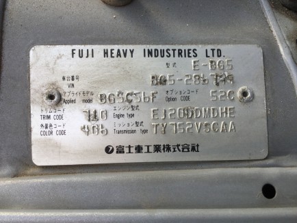 SUBARU LEGACY BG5 1998