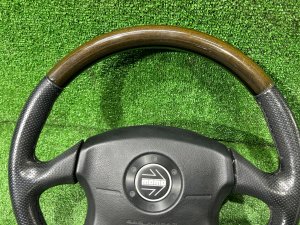 พวงมาลัย MOMO темное дерево SUBARU LEGACY LANCASTER OEM 34311AE310 BHE BH9 BH5 2002 SILVER/GREY 1U2