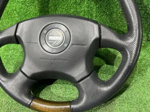 พวงมาลัย MOMO темное дерево SUBARU LEGACY LANCASTER OEM 34311AE310 BHE BH9 BH5 2002 SILVER/GREY 1U2